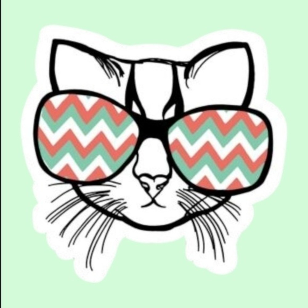 Unbranded Unisex Cool Cat Sunglasses Chevron Decal‎ Sticker Multi 2"x2.5"